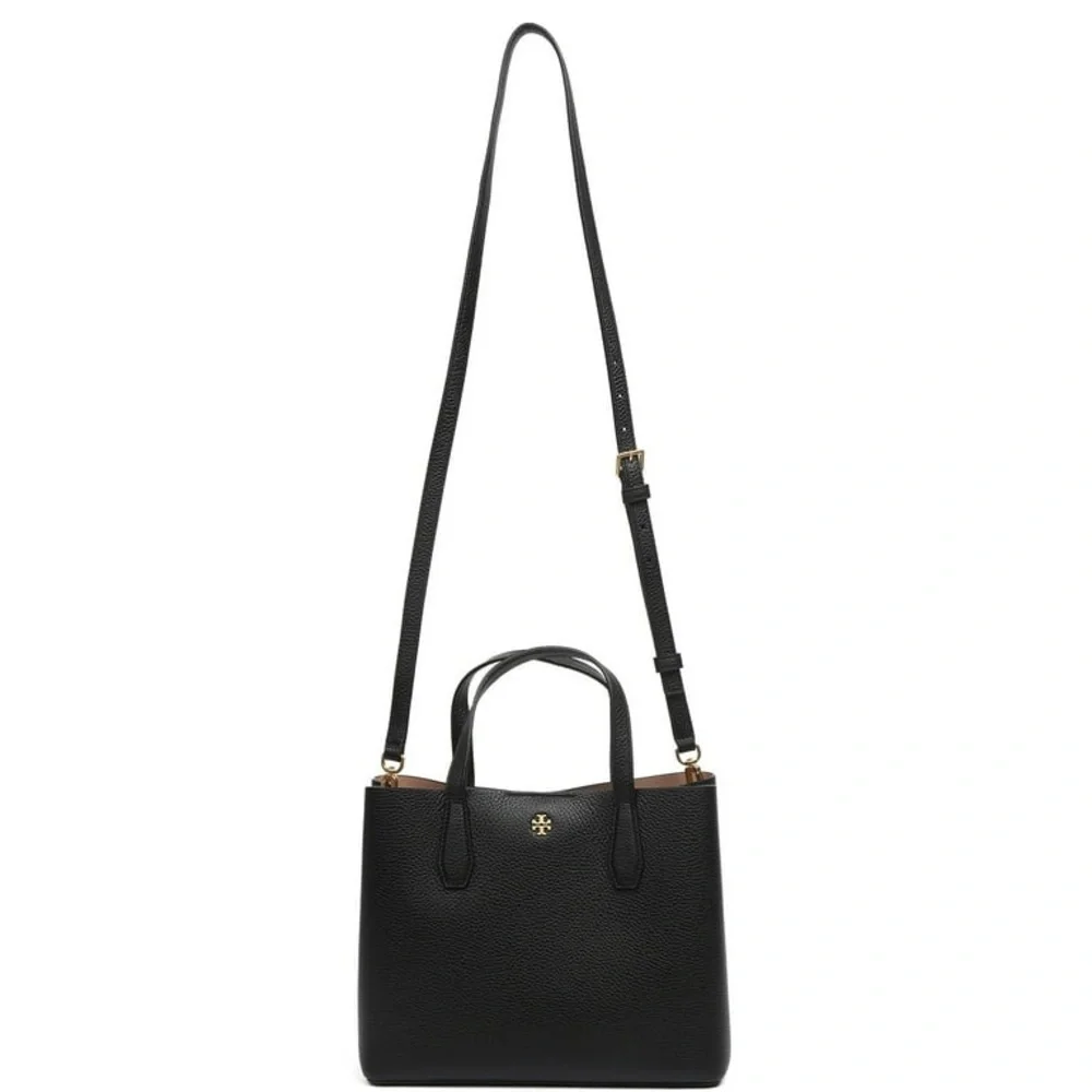 Tory Burch Black Pebbled Leather Small 2 way Tote Bag